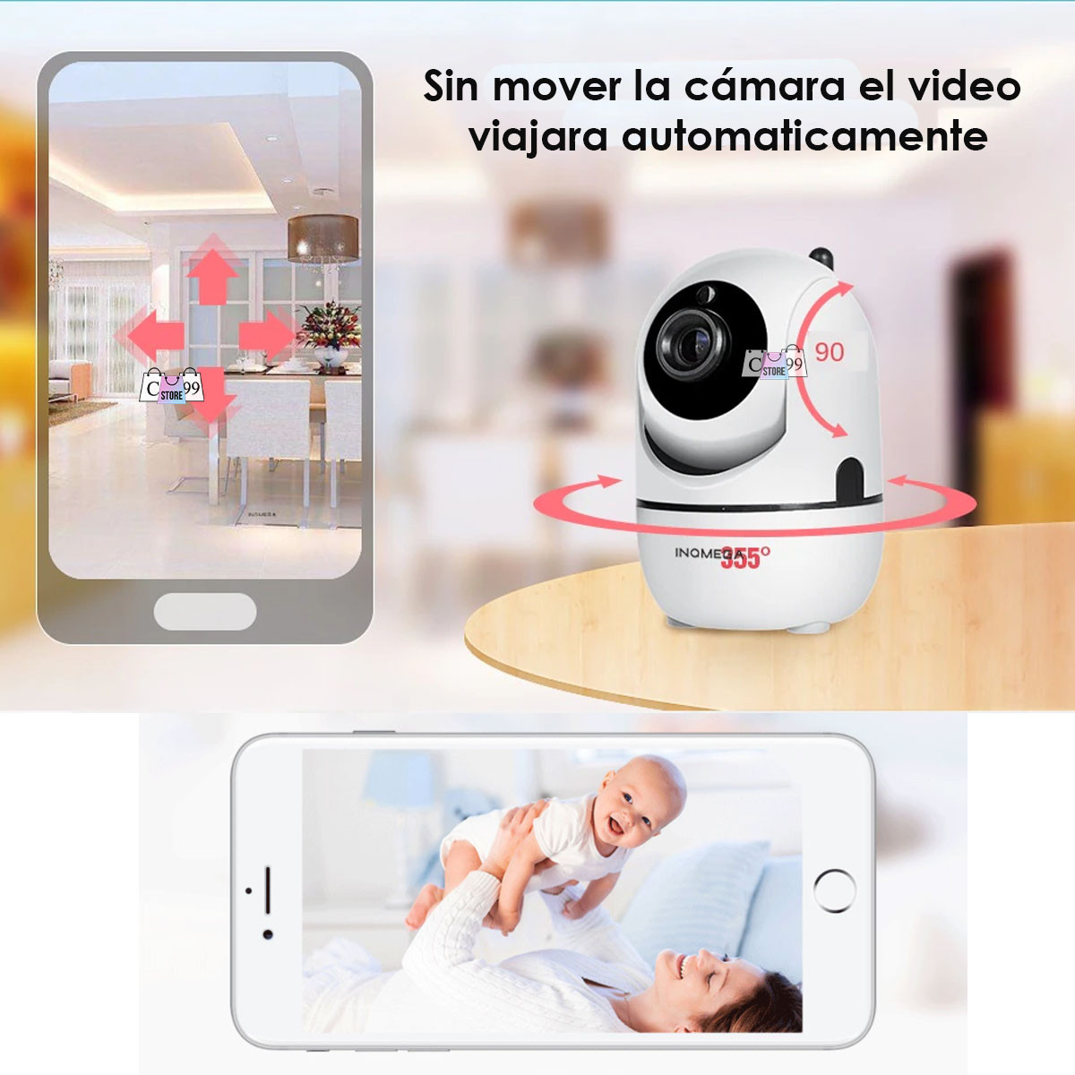 Miniatura 3 de Cámara De Seguridad  HD 360° Wifi y App